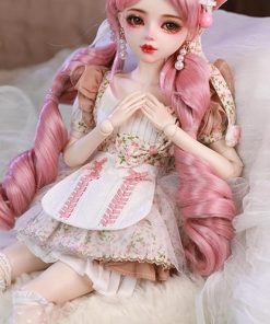 Hand-Painted BJD Doll 1/3, Cute Pink Kitten Style, Girls’ Decor, 22.8 Inches, Exquisite Makeup