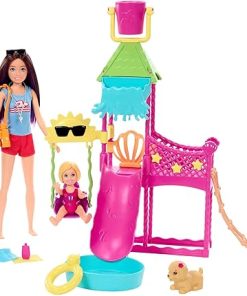 Barbie HKD80 First Jobs Skipper Set, Doll, Water Park with Functional Water Slide, Puppy Sprinkler and More Than 5 Accessories, Children’s Toy from 3 Years