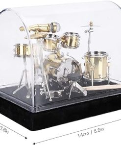 Miniature Drum Set Model,Desktop Drum Set,Mini Drum Miniature Dollhouse Model Christmas Ornament and Gift,Handicraft Ornament 3D Metal Model Kit,for Home Office Decoration Graduation Day 2