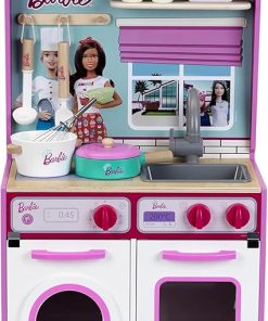 Klein Theo 2 in 1 Barbie Wooden and Metal Toy Kitchen and Dollhouse with Pretend Washing Machine and Oven for Kids Ages 3 and Up Integrated Dollhouse