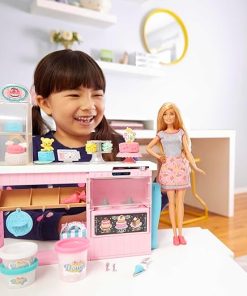 Barbie Careers Playset, Cake Decorating with Blonde Baker Doll, Baking Island with Oven, Molding Dough & Toy Cake-Making Pieces 2