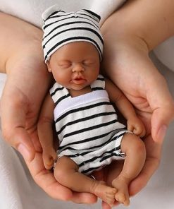Reborn Baby Dolls – 7 Inch Miniature Realistic Newborn Baby Dolls with Mouthwipes – Handmade Full Body Doll – Includes Feeding & Bathing Accessories – Stress Relief Toy