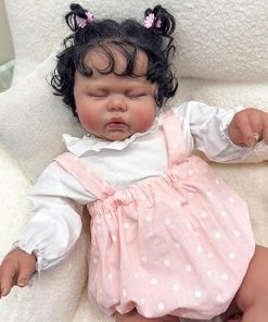 Reborn Baby Doll 24 inch 60 cm,Realistic Newborn Toddler in Dark Skin American African Baby Girl Doll with Curly Hair Handmade Doll Collection & Kids Age 3+