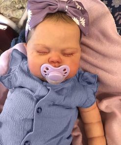 Zero Pam Real Life Reborn Sleeping Baby Dolls Girl Soft Cloth Body, 24 inch Newborn Big Size Silicone Baby Dolls Eyes Closed Painted Hair, Real Looking Weighted Vinyl Reborn Toddler with Accessories