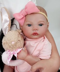 Realistic Reborn Baby Dolls Girl Silicone Full Body Vinyl 17 Inch Newborn Baby Dolls Eyes Open Look Real for Age 3+