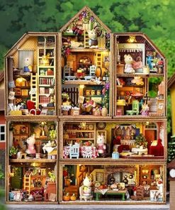 DIY Miniature House Kit, CUTEROOM Mini House Kit for Adult to Build, Wooden Dollhouse Making Kit with Furniture, Christmas Birthday Gifts 2