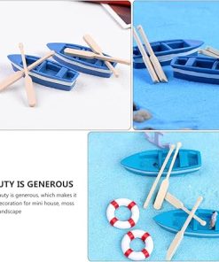 40 sets Landscape Wood Decors Small Doll Ornament Ocean Summer Garden Scene Figurine Diy Model Mini Oars Rowboat Nautical Canoe Models Paddle Kits Paddles 2