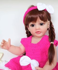 22 Inch Full Body Toddler Reborn Baby Dolls Washable Realistic Baby Doll Girl Anatomically Correct Soft Silicone Newborn Look Baby Doll with Clothes and Toy Accessories