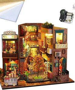 DIYMiniature Dollhouse Wooden Furniture Kit Vintage Style with LED Lights and Dollhouse Kit for Time Cottage Music Box