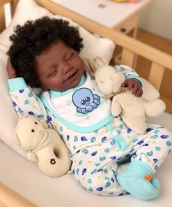 BABESIDE Lifelike Reborn Baby Dolls Black Boy Doll – 20 Inch Soft Body Realistic-Newborn Baby Doll – Vinyl Head Limbs & Cloth Body Posable Real Life Baby Boy Dolls with Accessories Gift Box Ages 3+