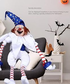 Halloween Clown Doll Eerie Clown Doll Decoration Hanging Scary Clown Ornament for Horror Themed, Professional Accessories 2