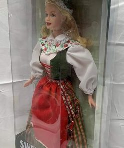 Barbie Year 1999 Collector Edition Dolls of the World 20th Anniversary 12 Inch Doll – Swedish Barbie in One Piece Dress with Attached Apron and Vest Plus Shawl, Hat, Knee Socks, Shoes and Doll Stand 2