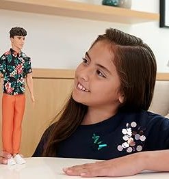 Barbie Fashionistas Ken Doll #184 with Brown Cropped Hair Wearing Hawaiian Shirt, Orange Pants & White Deck Shoes 2