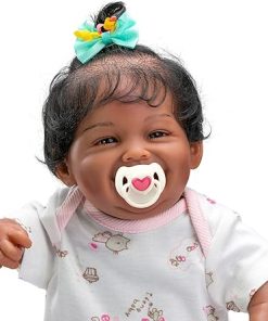 Anano Smiling Reborn Baby Doll Silicone Full Body Body 19 Inch African American Black Girl Doll Washable Newborn Babe Dolls That Look Real Set 2