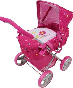 509 Crew Garden Doll Pram – Kids Pretend Play, Large Canopy, Storage Basket & Bassinet, Pram Folds for Easy Storage and Transportation, for Ages 3 and up