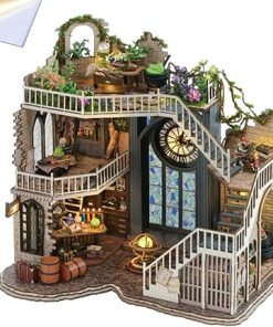 Mini 3D Wooden Doll House Craft Model,DIY Miniature and Furniture Dollhouse Kit, with Dust Proof Cover and LED,Creative Room Idea for Valentine’s Day Birthday Gift