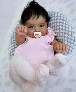 TERABITHIA 20 Inches So Truly African American Reborn Baby Doll with Soft Weighted Body Feel Real Sweet Smile Dark Brown Skin Newborn Realistic Girl Doll, A Moment in My Arms, Forever in My Heart 2