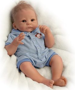 The Ashton-Drake Galleries Benjamin Reborn Baby Doll, 17 inches, Handcrafted RealTouch Vinyl, Blonde Hair, Brown Eyes, Lifelike Boy Doll