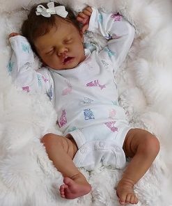 iCradle Black Realistic Reborn Baby Dolls Girls 18 Inch African American Lifelike Sleeping Newborn Baby Doll Toy for Ages 3+ 2