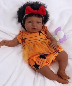 BABESIDE Lifelike Reborn Baby Dolls Black – 20 Inch Soft Body & Curls Realistic-Newborn Baby Doll Girl Caramel Skin African American Real Life Baby Dolls Gift for Kids Age 3+ 2
