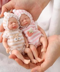 Mire & Mire Reborn Baby Dolls 6 Inch Mini Twin Silicone Baby Dolls with Clothes and Feeding Accessories, Realistic Reborn Dolls, Girls and Boys