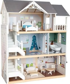 Wooden Toys Urban Villa Doll House Playset Collection Designed for Children Ages 3+ Years, Gray (11802), 82 x 51.1 x 15 cm