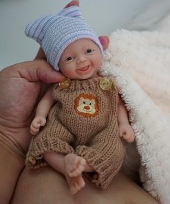 7 Inch Mini Reborn Baby Dolls，Silicone Full Body Baby Soft Skin Mini Realistic Newborn Baby Dolls Real Life Tiny Baby Doll with Feeding Accessories& Gift Box-Boy 2