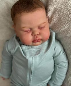 COSHENG-24 Inch Lifelike Toddler Reborn Sleeping Baby Pickle Vinyl Toddler Reborn Doll Handmade Silicone Doll for Kids Birthday Sets 2