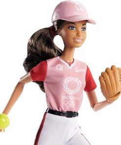 Barbie Olympic Games Tokyo 2020 Softball Doll with Softball Uniform, Tokyo 2020 Jacket, Medal, Softball, Bat and Glove for Ages 3 and Up 2
