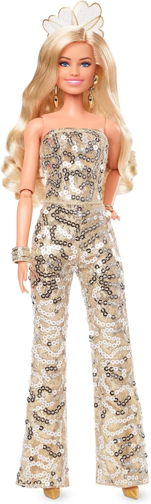 Barbie Margot Robbie as in Gold Disco Jumpsuit The Movie Collectible Doll (HPJ99) - Image 2