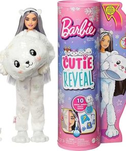 Barbie Cutie Reveal Doll, Snowflake Sparkle Polar Bear Costume, 10 Surprises Including Mini Pet & Color Change