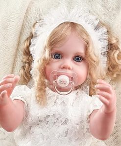 Reborn Baby Dolls Girl, 22Inch Cute Soft Vinyl Lifelike Reborn Toddler Doll, Real Baby Feeling Baby Girl, Realistic Newborn Baby Dolls Babies with Feeding Kit & Gift Box for Kids Age 3+ 2