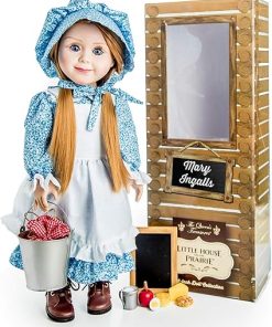 THE QUEEN’S TREASURES Officially Licensed Little House on The Prairie Mary Ingalls 18 Inch Doll, Comes with A Lunch Pail ,Food and Chalk Board. Compatible with American Girl