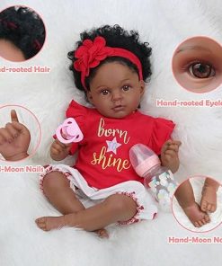 Reborn Baby Dolls Black Girl, 20 Inch Realistic Newborn Baby Dolls That Look Real, Vinyl African American Reborn Baby Doll with Soft Body Best Gift for Kids Age 3+ 2