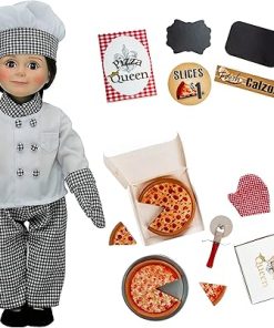 THE QUEEN’S TREASURES 18″ Doll 20 Piece American Pizza Party Accessory Set with Shop Signs and Chef’s Outfit. Perfect for Girl or Boy Dolls Doll NOT Included