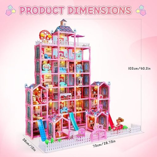 29 Rooms Doll House for Girls, DIY Play House Toys with Dolls Figure, Puppies,Furnitures, Glow-in-The-Dark Accessories, LED Light, Kids Doll House Gift Toy for Kids Ages 3 4 5 6 7 8+ - Image 2