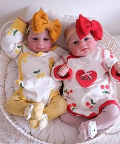 Lifelike Adorable Reborn Baby Dolls Girls Twins 17inch Cuddly Realistic Newborn Babies Soft Silicone Vinyl Cloth Body Outfit & Accessories Gift for Age 3+