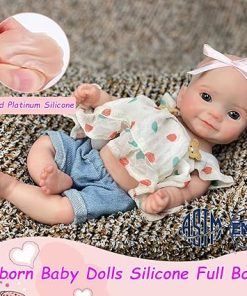 11 inch Eyes Open Lifelike Silicone Baby Dolls Handmade Painted Solid Silicone Reborn Girl Dolls with Feeding Accessories for Children 2