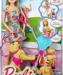 Barbie Stroll ‘n Play Pups Playset with Barbie Doll, 2 Puppies and Pet Stroller 2
