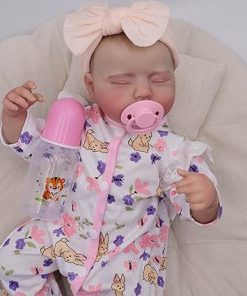 Lifelike Reborn Baby Doll Girl 19 inch Realistic Newborn Full Body Silicone Vinyl Anatomically Correct Baby Girl Real Looking Sleeping Baby Dolls with Doll Accessories Gifts 2