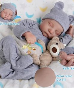 Realistic Newborn Baby Dolls 17-Inch Reborn Baby Boy Dolls Soft Full Body Vinyl Sleeping Real Life Baby Dolls with Clothes and Toy Accessories Birthday Gift Set for Age 3+ 2