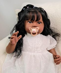 Reborn Baby Dolls Black with Lifelike Soft Body African American Realistic-Newborn Girl Doll 24 Inch 60 cm Best Birthday Gift Set and Toy Accessories Gift for Kids Age 3+ 2