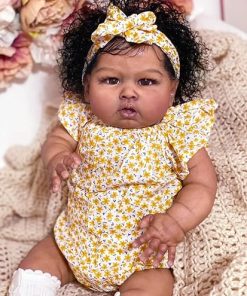 Zero Pam Realistic Black Reborn Baby Dolls Girl 24 Inch Cloth Body Dark Brown Reborn Toddler Dolls That Look Real, Soft Real Life African American Baby Doll for Kids 3+ 2