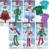 The Elf on The Shelf Claus Couture 2024 Complete 6 Set: PJs, 2 Dresses, Chef, Skateboarder, Football