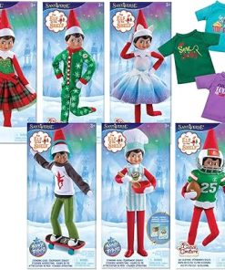 The Elf on The Shelf Claus Couture 2024 Complete 6 Set: PJs, 2 Dresses, Chef, Skateboarder, Football