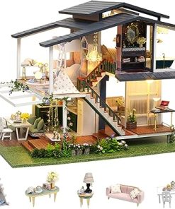 Flever Dollhouse Miniature DIY House Kit Creative Room with Furniture for Romantic Artwork Gift (Monet Garden)