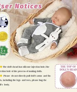 Vollence 18 inch Sleeping Full Silicone Baby Doll Realistic Boy Waterproof Eye Closed Anatomically Correct with Feed Kit Accessories & Gift Box – Boy 2