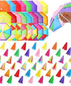 Jenaai 48 Pcs 10.8 Inch Colorful Mini Umbrellas for Doll Multicolor Small Umbrellas Toys for Decoration for Boys Girl Dolls Plants Decor Home Accessories