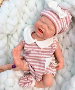 Full Silicone Crying Baby Girl -13 Inch Maria Realife Reborn Doll Full Body Silicone Closed Eyes Soft Silicone Body Waterproof Newborn Baby Dolls 2