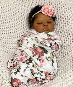 -20Inch Reborn Baby Dolls Dark Skin Lifelike Newborn Sleeping Cute Face Bebe with Outfit & Accessories Playmates for Age 3+ 2